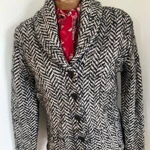 Vintage Ralph Lauren Wool Alpaca Cashmere‎ Herringbone Shawl Collar Jacket
